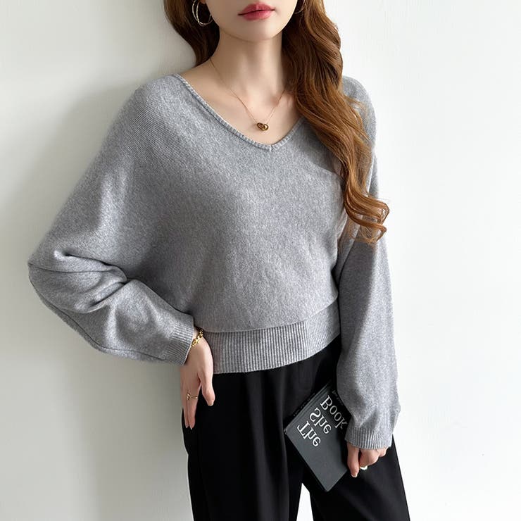 バックリボンニット Vネック ドルマンニット | COCOMOMO | 詳細画像5 