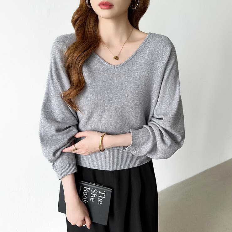 バックリボンニット Vネック ドルマンニット | COCOMOMO | 詳細画像6 