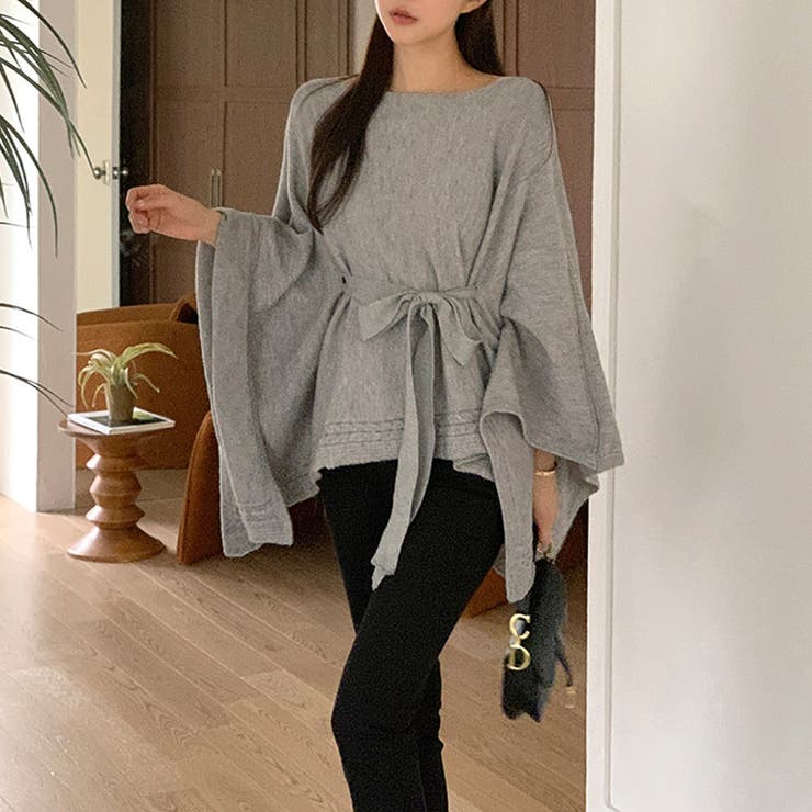 ケープポンチョ ニットポンチョ 韓国ファッション | COCOMOMO | 詳細画像3 