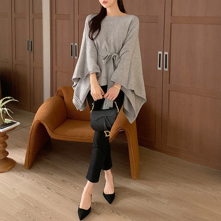 ケープポンチョ ニットポンチョ 韓国ファッション | COCOMOMO | 詳細画像4 