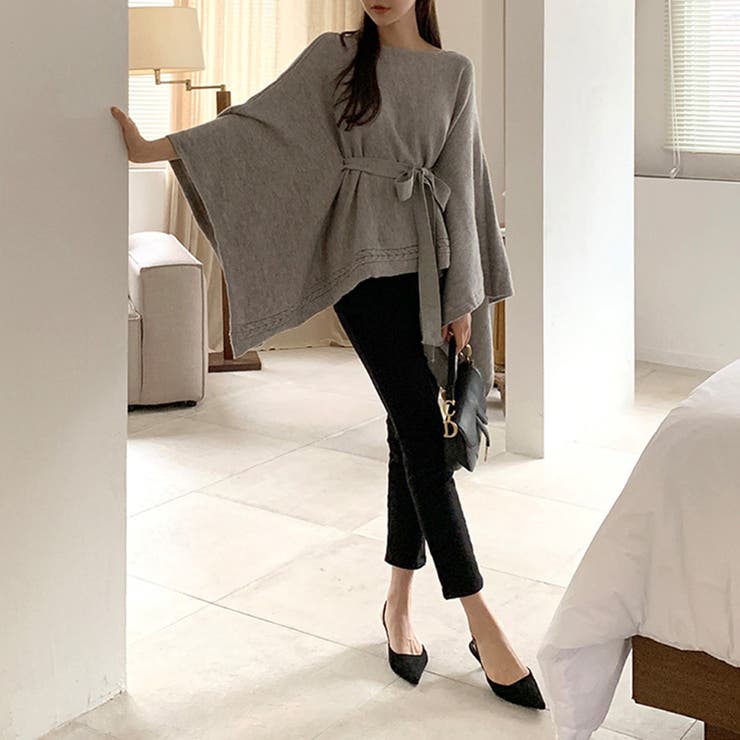 ケープポンチョ ニットポンチョ 韓国ファッション | COCOMOMO | 詳細画像7 