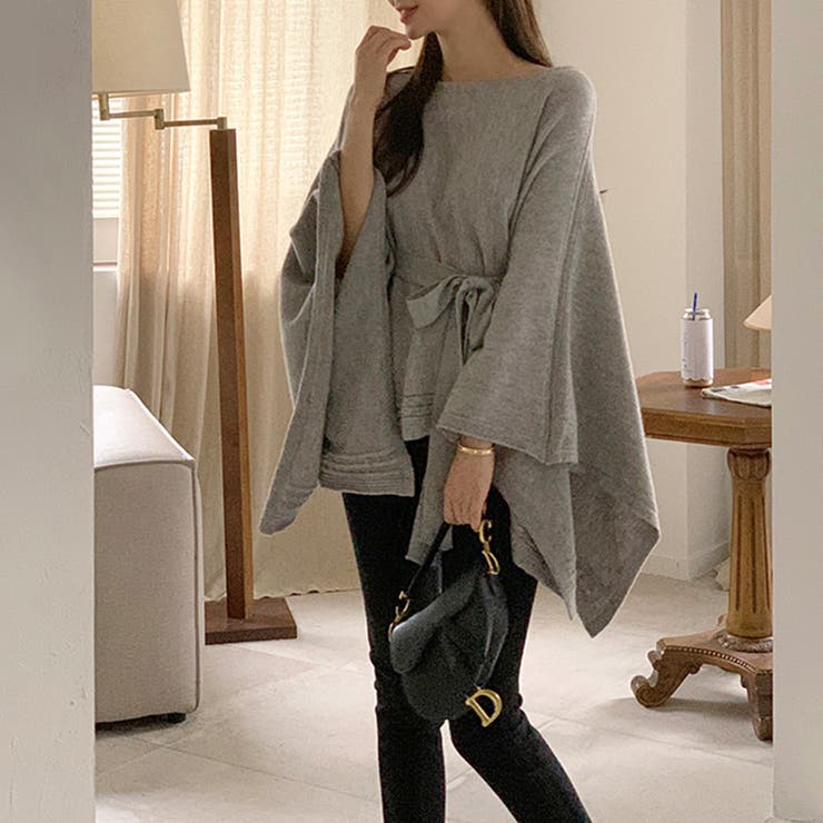 ケープポンチョ ニットポンチョ 韓国ファッション | COCOMOMO | 詳細画像8 