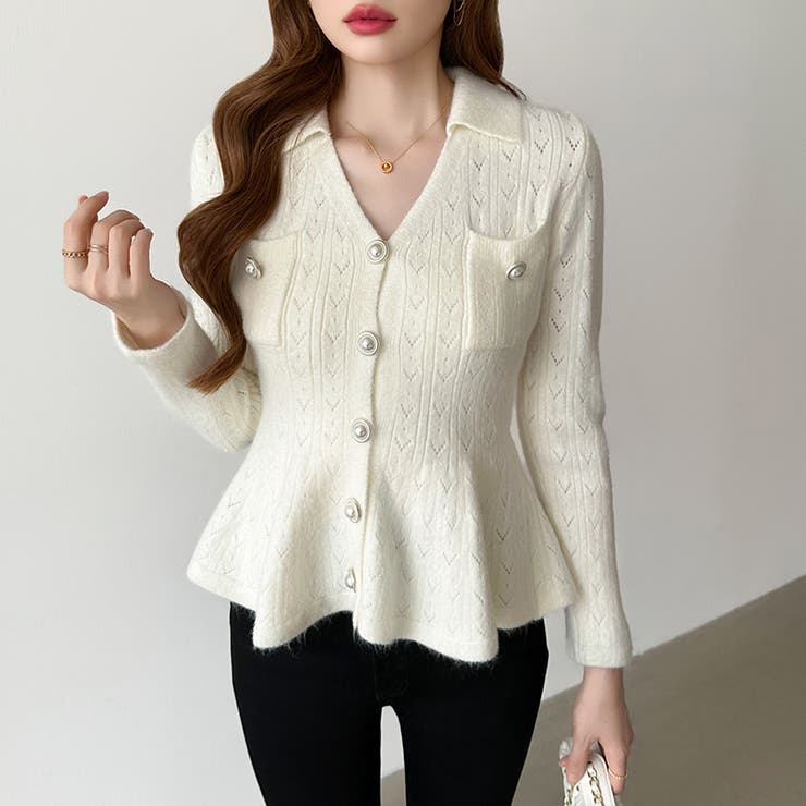 ペプラムニットカーディガン カーディガン ペプラムトップス | COCOMOMO | 詳細画像10 