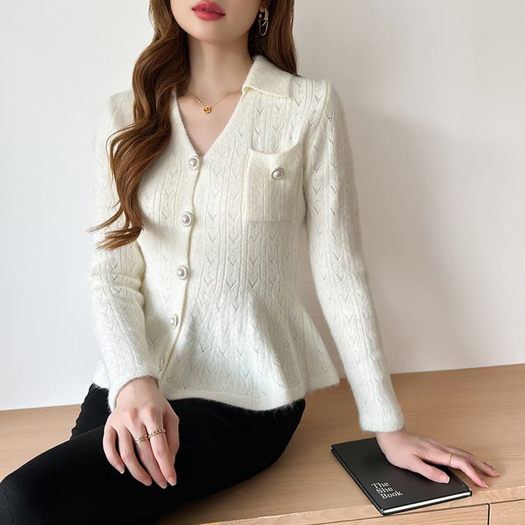 ペプラムニットカーディガン カーディガン ペプラムトップス | COCOMOMO | 詳細画像15 