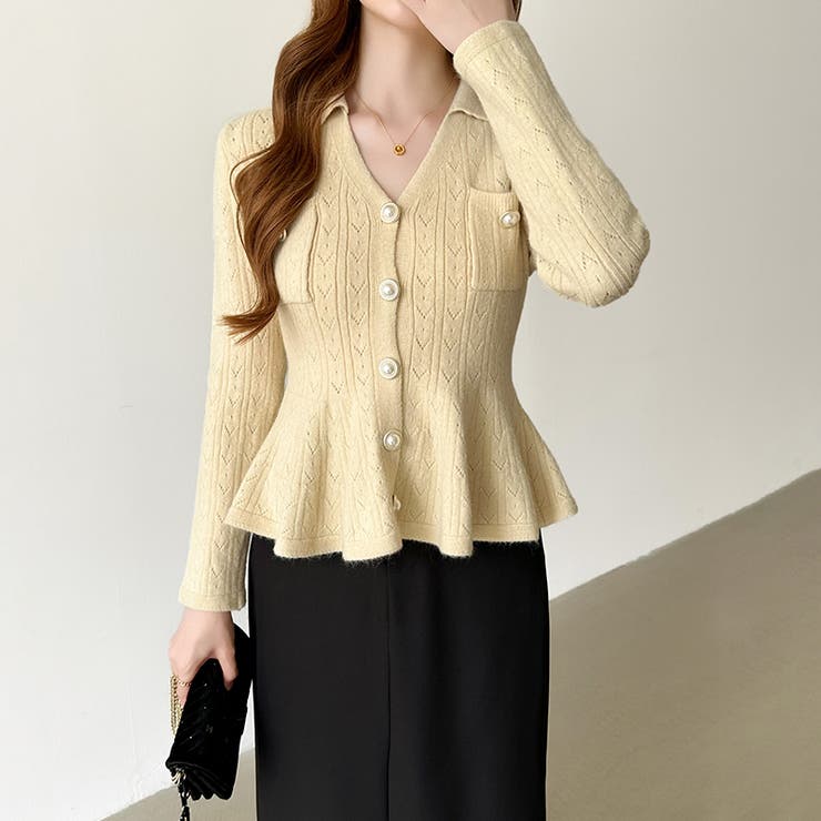 ペプラムニットカーディガン カーディガン ペプラムトップス | COCOMOMO | 詳細画像19 