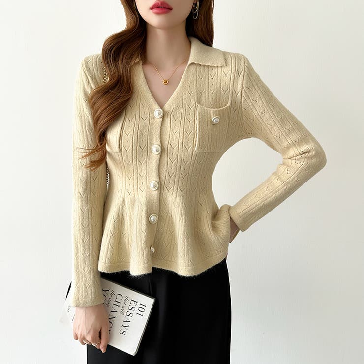 ペプラムニットカーディガン カーディガン ペプラムトップス | COCOMOMO | 詳細画像23 