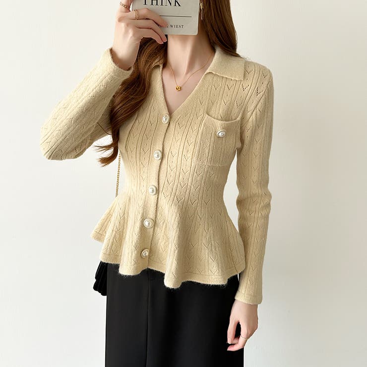 ペプラムニットカーディガン カーディガン ペプラムトップス | COCOMOMO | 詳細画像24 