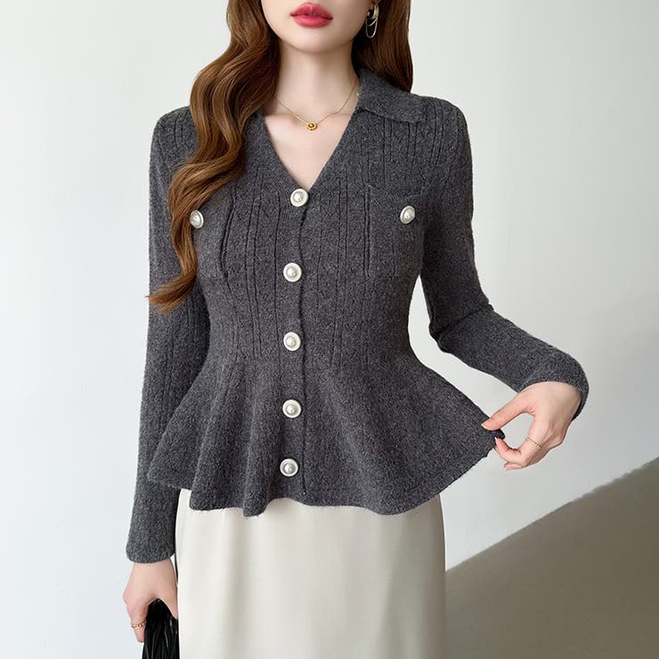 ペプラムニットカーディガン カーディガン ペプラムトップス | COCOMOMO | 詳細画像26 