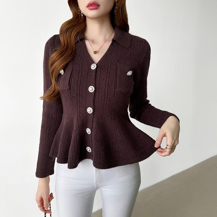 ペプラムニットカーディガン カーディガン ペプラムトップス | COCOMOMO | 詳細画像3 