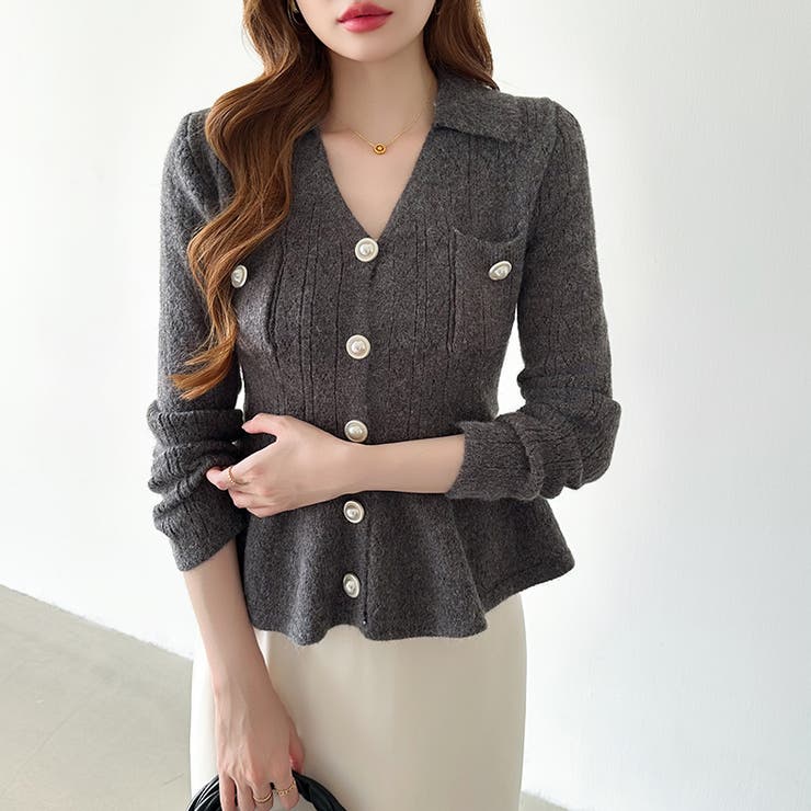 ペプラムニットカーディガン カーディガン ペプラムトップス | COCOMOMO | 詳細画像31 