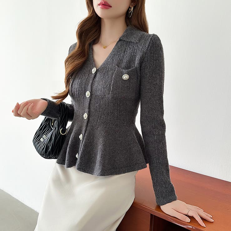 ペプラムニットカーディガン カーディガン ペプラムトップス | COCOMOMO | 詳細画像33 