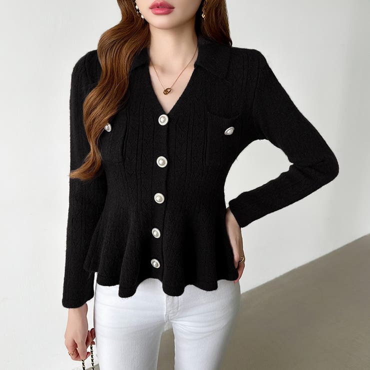 ペプラムニットカーディガン カーディガン ペプラムトップス | COCOMOMO | 詳細画像34 