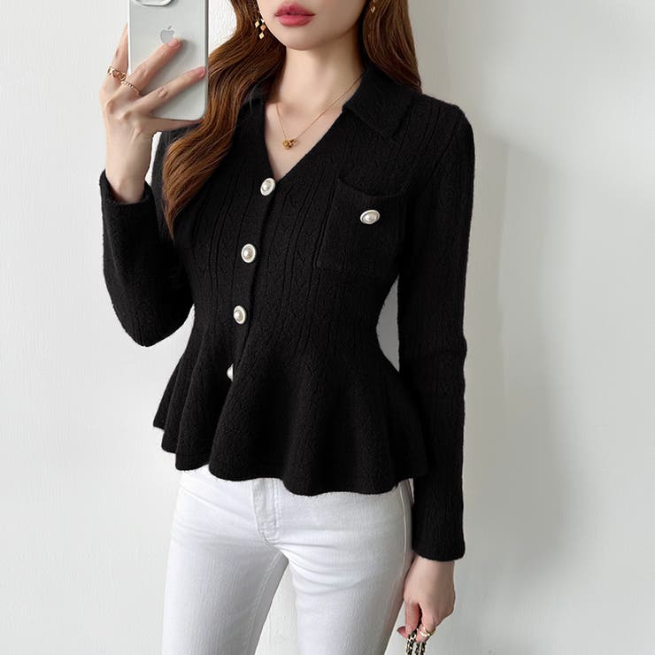 ペプラムニットカーディガン カーディガン ペプラムトップス | COCOMOMO | 詳細画像35 