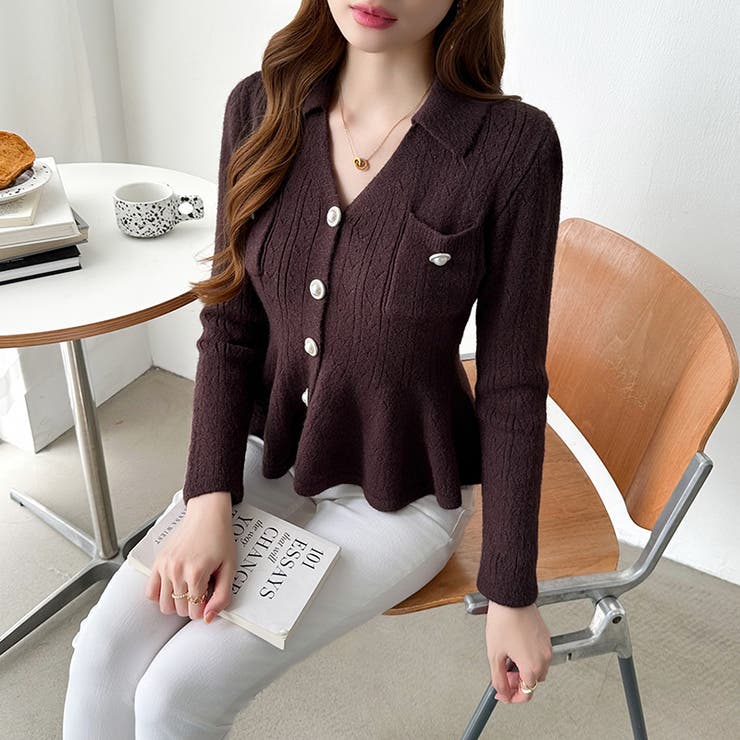 ペプラムニットカーディガン カーディガン ペプラムトップス | COCOMOMO | 詳細画像8 