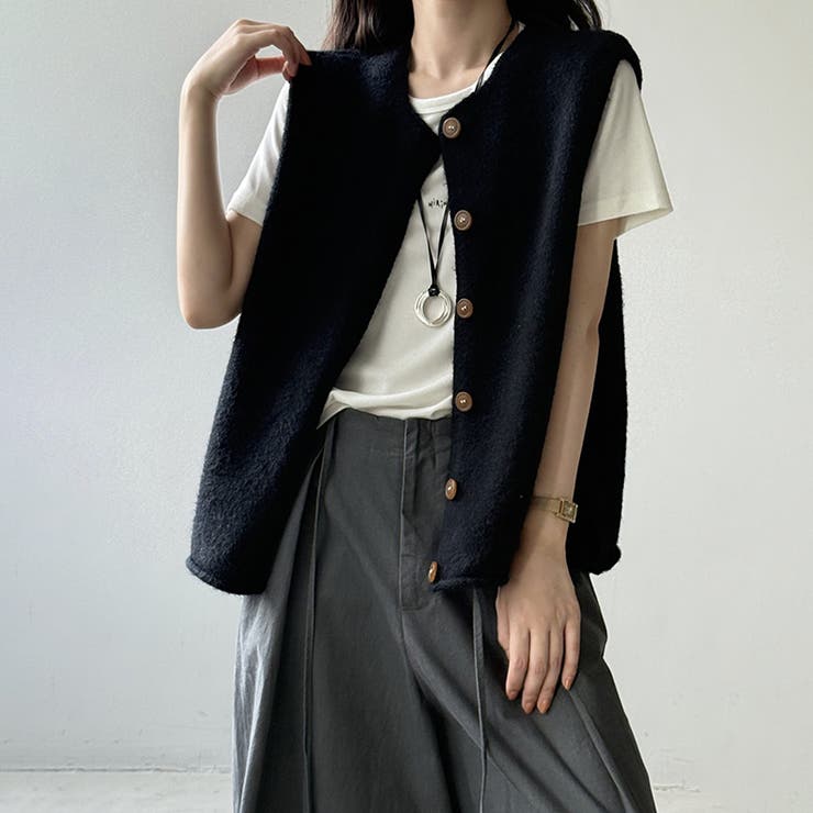 ニットベスト クルーネックベスト ベスト | COCOMOMO | 詳細画像12 