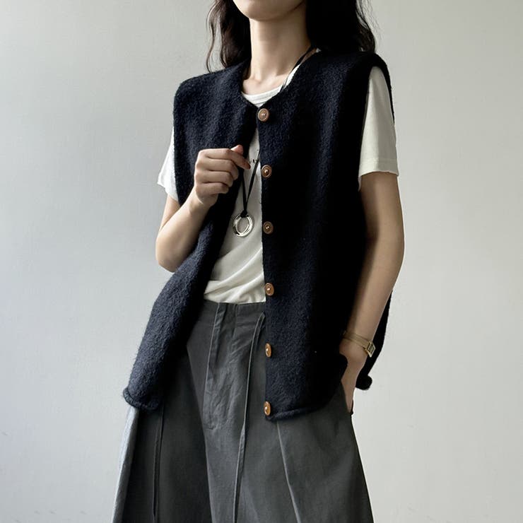 ニットベスト クルーネックベスト ベスト | COCOMOMO | 詳細画像13 