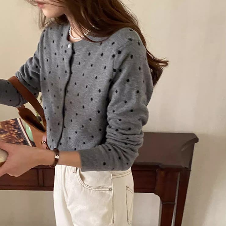 ドットジャガードカーディガン ドットカーディガン ニットカーディガン | COCOMOMO | 詳細画像5 