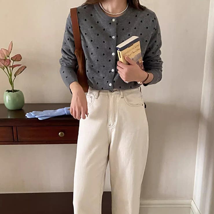 ドットジャガードカーディガン ドットカーディガン ニットカーディガン | COCOMOMO | 詳細画像6 