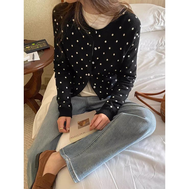 ドットジャガードカーディガン ドットカーディガン ニットカーディガン | COCOMOMO | 詳細画像7 