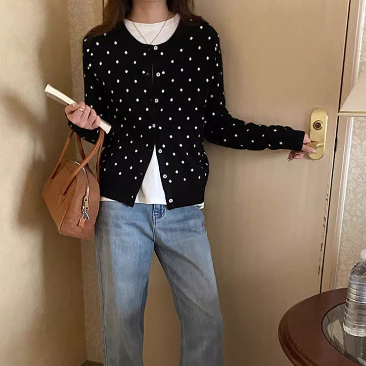 ドットジャガードカーディガン ドットカーディガン ニットカーディガン | COCOMOMO | 詳細画像8 