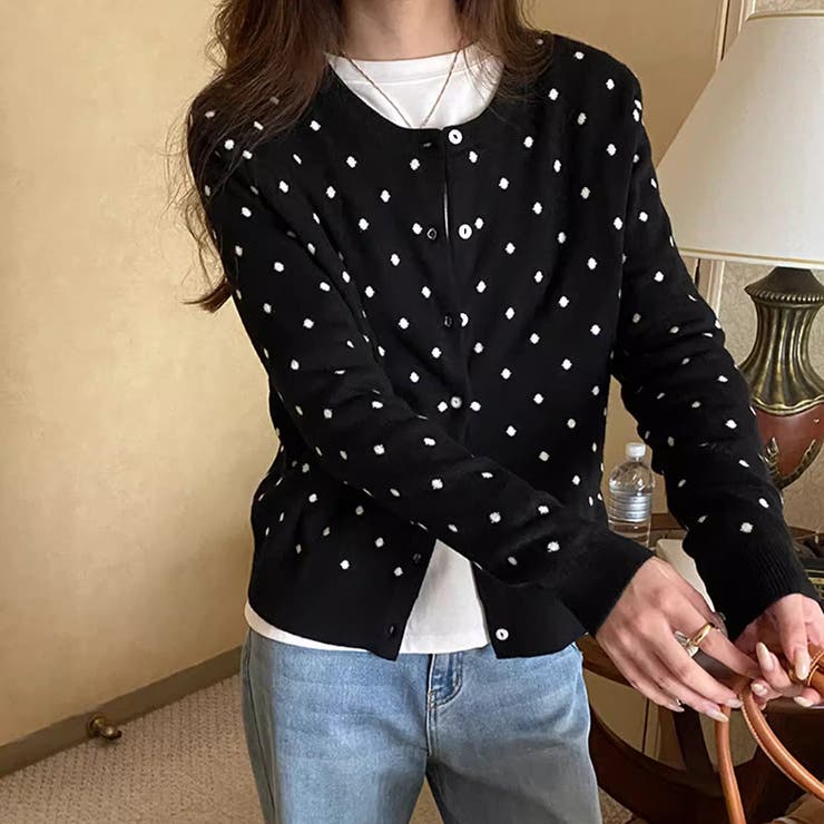 ドットジャガードカーディガン ドットカーディガン ニットカーディガン | COCOMOMO | 詳細画像11 