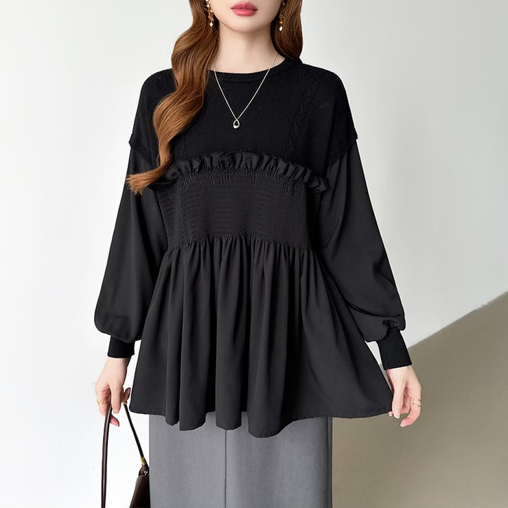 ペプラムドッキングニット チュニックブラウス ペプラム | COCOMOMO | 詳細画像10 