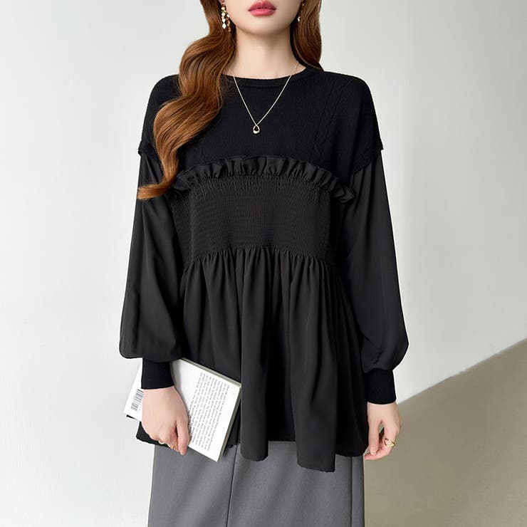 ペプラムドッキングニット チュニックブラウス ペプラム | COCOMOMO | 詳細画像11 