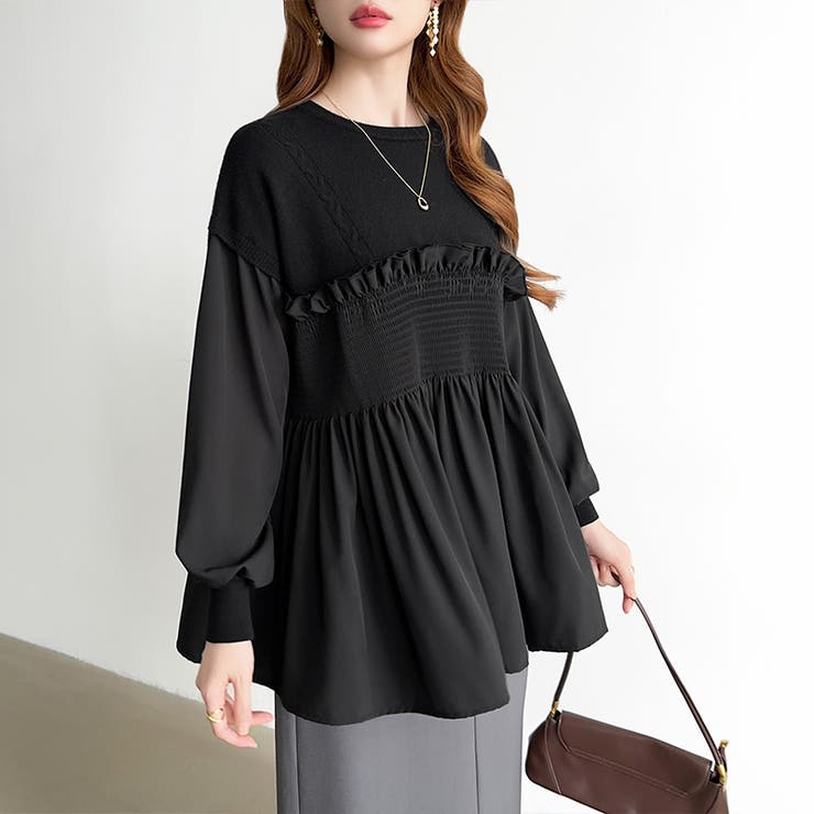 ペプラムドッキングニット チュニックブラウス ペプラム | COCOMOMO | 詳細画像12 