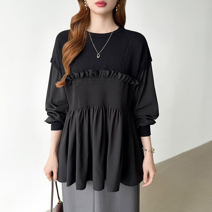 ペプラムドッキングニット チュニックブラウス ペプラム | COCOMOMO | 詳細画像14 