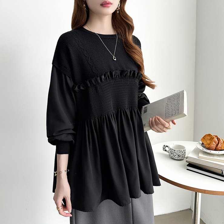 ペプラムドッキングニット チュニックブラウス ペプラム | COCOMOMO | 詳細画像18 