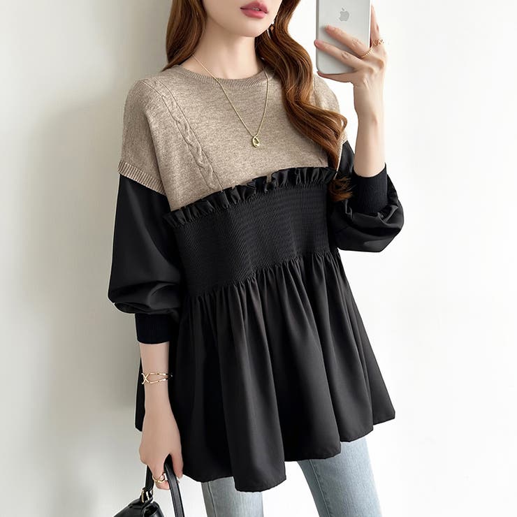 ペプラムドッキングニット チュニックブラウス ペプラム | COCOMOMO | 詳細画像4 