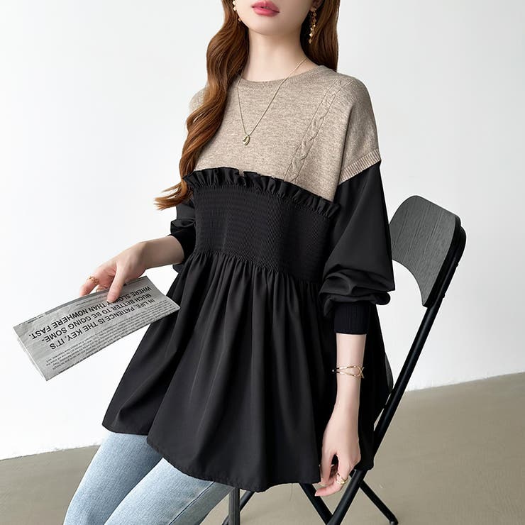 ペプラムドッキングニット チュニックブラウス ペプラム | COCOMOMO | 詳細画像9 