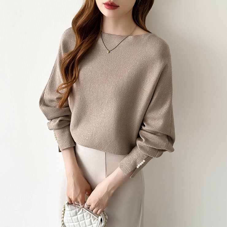 袖パールドルマンニット ボートネック ドルマンスリーブ | COCOMOMO | 詳細画像43 