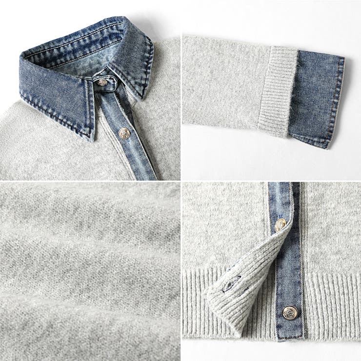 レイヤード風ニットカーディガン ドッキングデニム カーディガン | COCOMOMO | 詳細画像52 