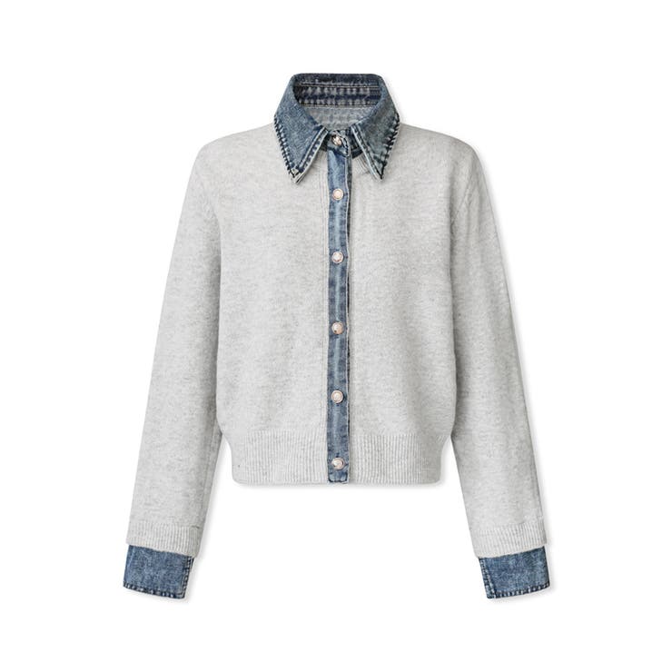 レイヤード風ニットカーディガン ドッキングデニム カーディガン | COCOMOMO | 詳細画像55 