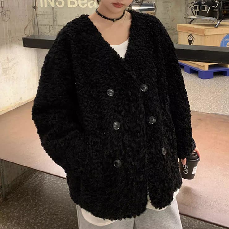 ボアジャケット ノーカラーコート アウター | COCOMOMO | 詳細画像13 