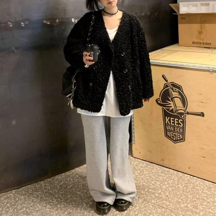 ボアジャケット ノーカラーコート アウター | COCOMOMO | 詳細画像16 