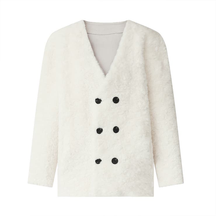 ボアジャケット ノーカラーコート アウター | COCOMOMO | 詳細画像27 