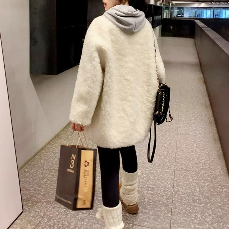 ボアジャケット ノーカラーコート アウター | COCOMOMO | 詳細画像6 