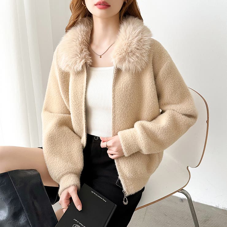 ふわふわファー×シャギー ファー付きシャギーブルゾン ブルゾン | COCOMOMO | 詳細画像10 