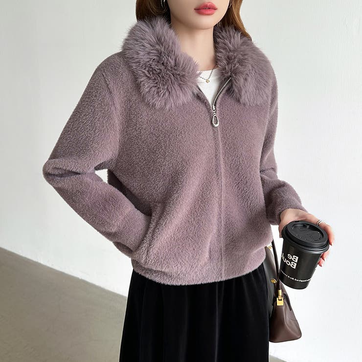 ふわふわファー×シャギー ファー付きシャギーブルゾン ブルゾン | COCOMOMO | 詳細画像12 