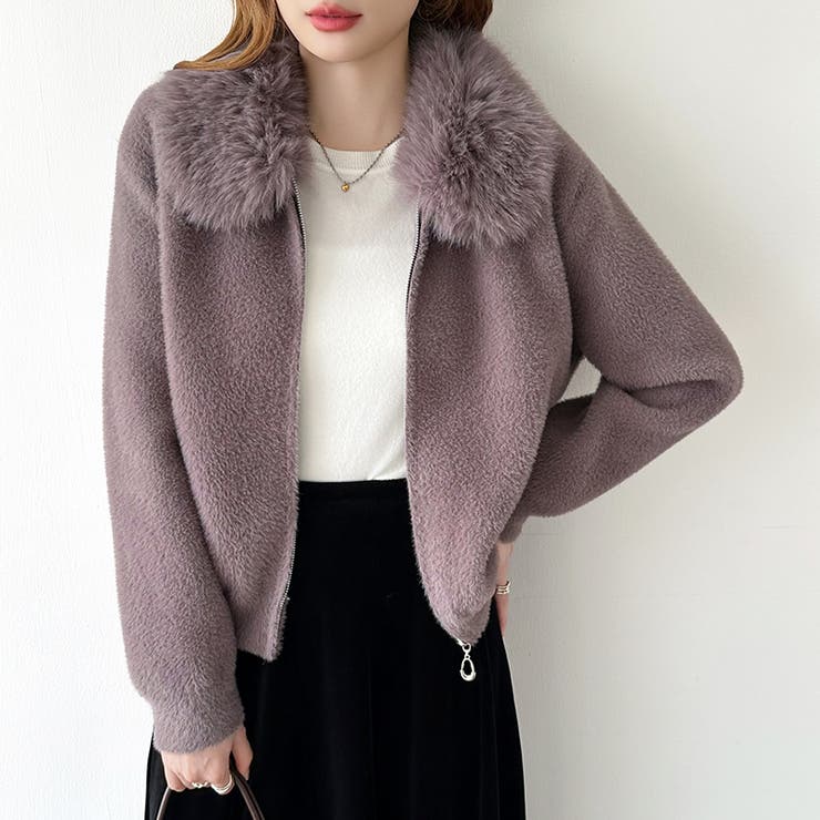 ふわふわファー×シャギー ファー付きシャギーブルゾン ブルゾン | COCOMOMO | 詳細画像14 