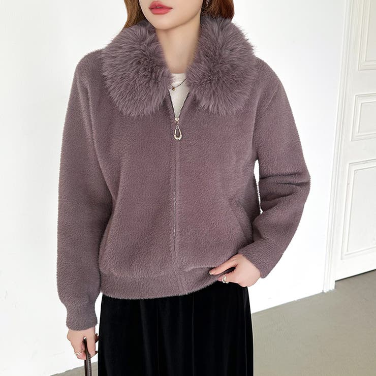 ふわふわファー×シャギー ファー付きシャギーブルゾン ブルゾン | COCOMOMO | 詳細画像17 