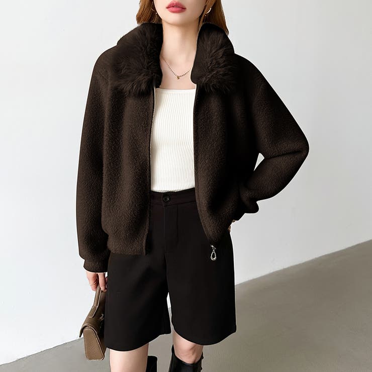 ふわふわファー×シャギー ファー付きシャギーブルゾン ブルゾン | COCOMOMO | 詳細画像19 