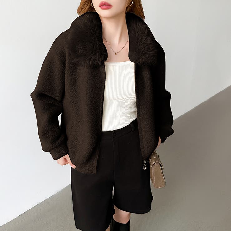 ふわふわファー×シャギー ファー付きシャギーブルゾン ブルゾン | COCOMOMO | 詳細画像20 