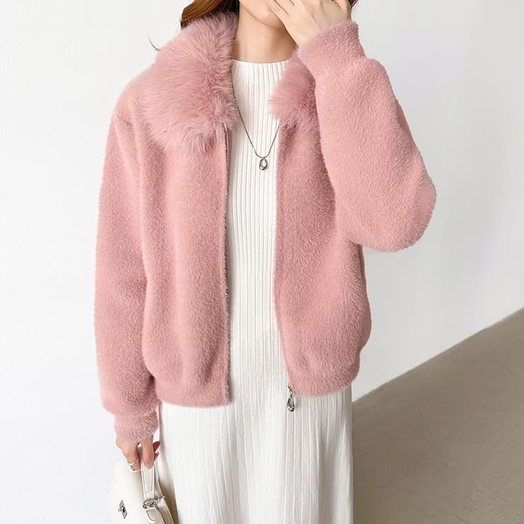 ふわふわファー×シャギー ファー付きシャギーブルゾン ブルゾン | COCOMOMO | 詳細画像24 