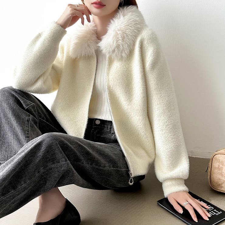 ふわふわファー×シャギー ファー付きシャギーブルゾン ブルゾン | COCOMOMO | 詳細画像34 