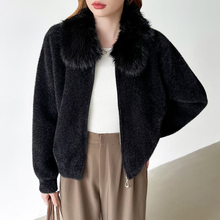 ふわふわファー×シャギー ファー付きシャギーブルゾン ブルゾン | COCOMOMO | 詳細画像37 