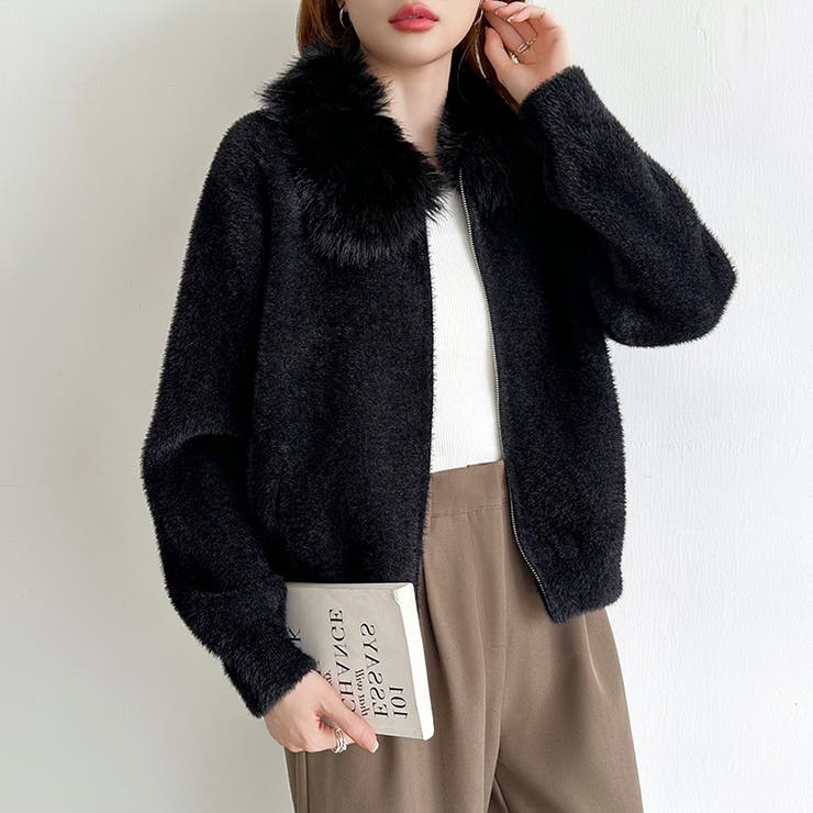 ふわふわファー×シャギー ファー付きシャギーブルゾン ブルゾン | COCOMOMO | 詳細画像39 