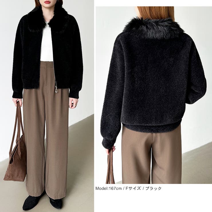 ふわふわファー×シャギー ファー付きシャギーブルゾン ブルゾン | COCOMOMO | 詳細画像41 